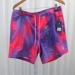 NWT Psycho Bunny Men's Almont Swim Trunks Knockout Pink Graphic Print Size Large